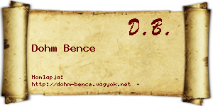 Dohm Bence névjegykártya